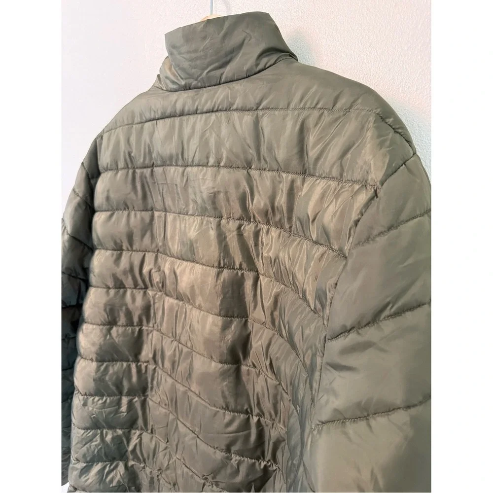 True Religion Men's Olive Green Puffer Jacket Logo Zip